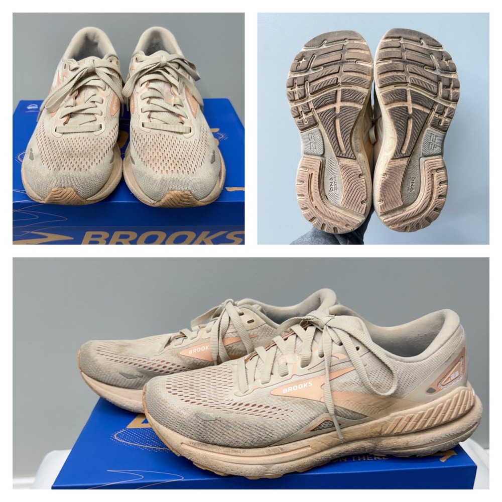Brooks Adrenaline GTS 23 Womens 8 Running Shoes Tan Peach Pink 1203811B259